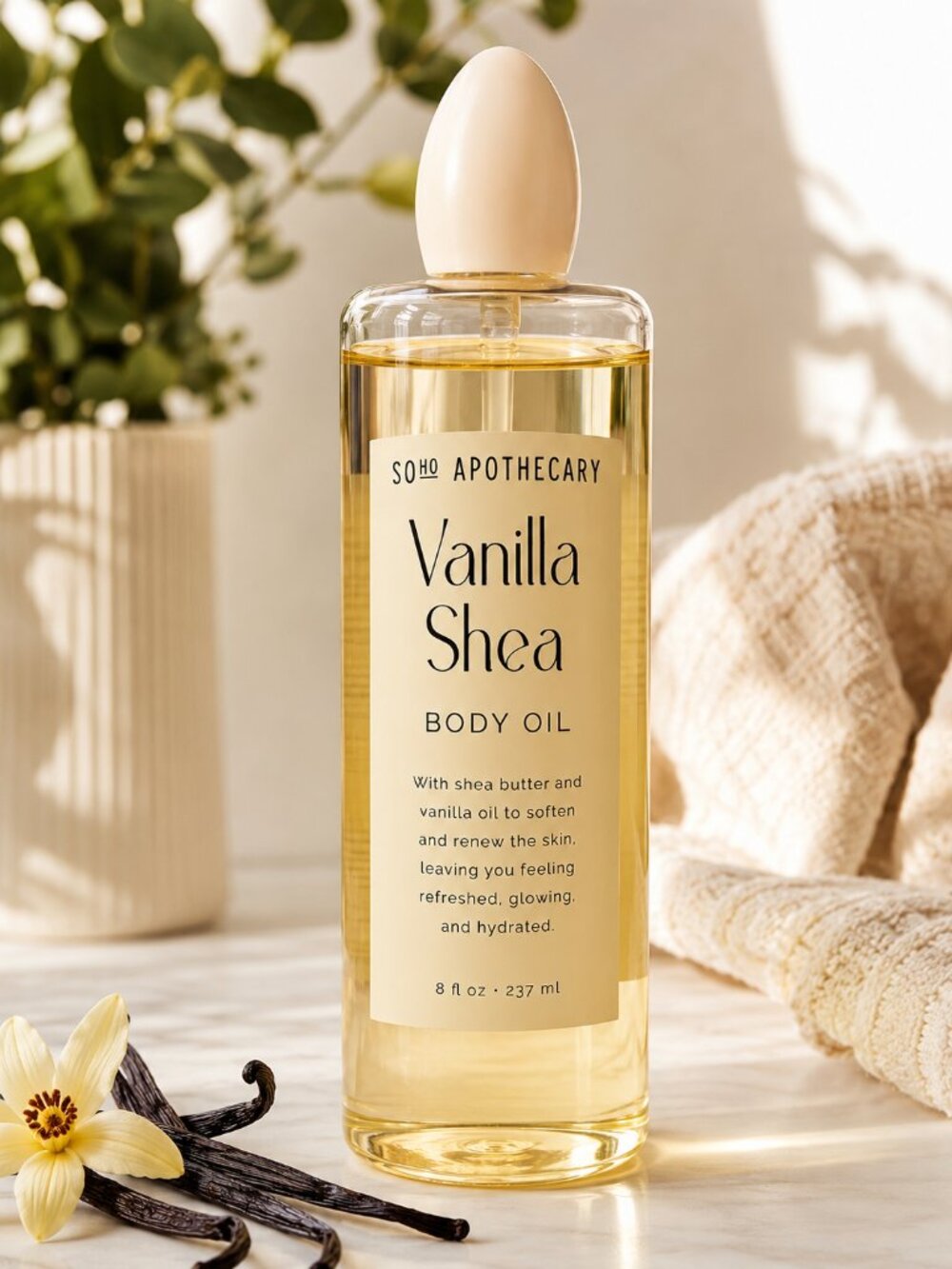 SoHo Apothecary Vanilla Shea Body Oil with Shea Butter & Vanilla Oil – 8 fl oz